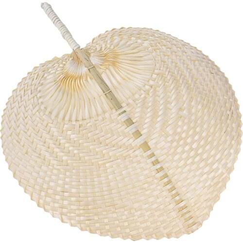 1pc Summer Cooling Fan Pure Natural Handmade DIY Heart Shaped Bamboo Woven Fan Artificial DIY Woven Cooling Fan Home Decoration