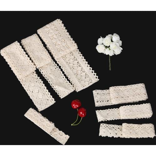 10 yards White/Ivory/Black Mixed Size Knitting Cotton Lace Trim Ribbon for DIY Apparel Sewing Handmade Craft Accessories