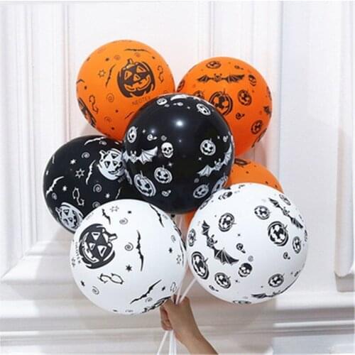 100pc Halloween Black Orange Latex Balloon Pumpkin Skeleton Halloween Party Decoration Helium Balloons Kids Toys Bar Party Decor