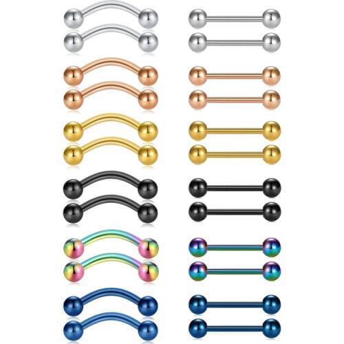 12-18mm Bar 24pcs 14g Curved Barbell Snake Eyes Tongue Ring Piercing Jewelry 316L Surgical Steel Nipplering Barbell