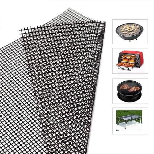 33x40cm Non-Stick Reusable Grill Mat Grid-Shaped Grill Mat Heat-Resistant BBQ Mat With For Outdoor Activities