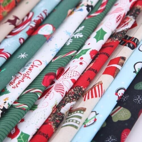 5pcs Christmas Series Printed Twill Cotton Fabric Patchwork Cloth For DIY Quilting Sewing Baby&Childs Material