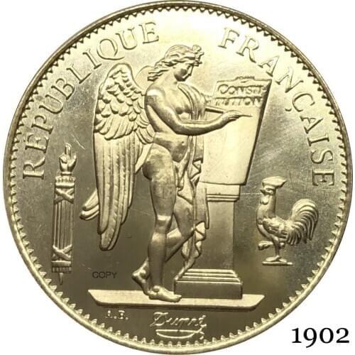 France Third Republic Francaise 1902 A 100 Francs Liberte EGALITE FRATERNITE Gold Coins Brass Metal Copy Coin