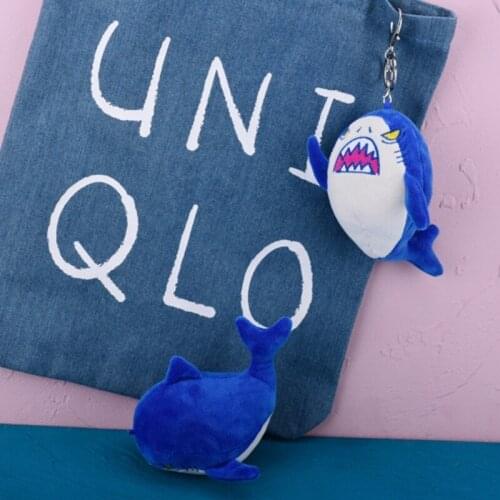 667E Little Shark Plush Bag Pendant Cute Cartoon Keychain Men and Women Creative Personality Couple School Bag Ornament Gift