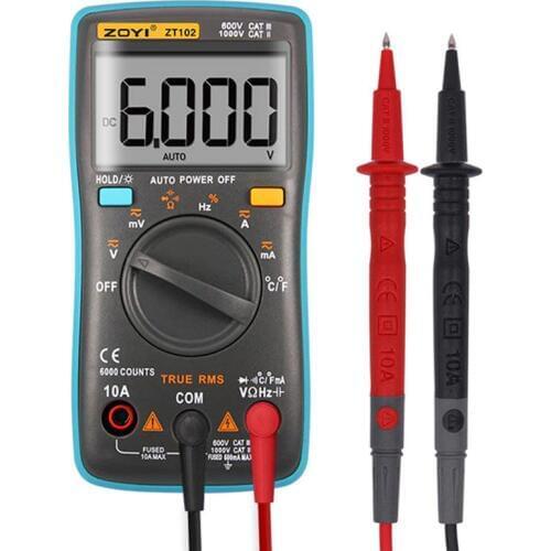 ZT102 Digital Multimeter 6000 counts Back light AC/DC Ammeter Voltmeter Ohm Frequency Diode Temperature