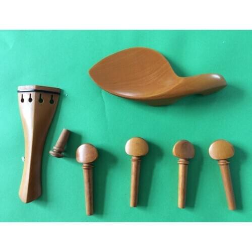 Violin boxwood 4/4 size violin parts chinrest tailpiece pegs end button