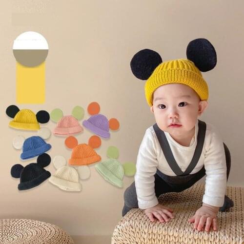 Lovely Design Baby Hat Autumn Fashion Versatile Pure Color Children Warm Knitting Hat Baby Woolen Hat Baby Hat Winter