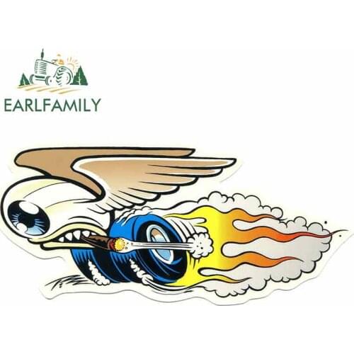 EARLFAMILY 13cm x 6cm EYEBALL HOT ROD By Pizz STICKER Window Bumper Decor Waterproof Car Sticker