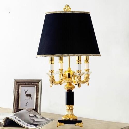 European style luxury living room crystal table lamp light luxury bedroom bedside French large black decorative lamp LB100814