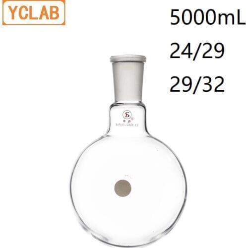 YCLAB 5000mL 24/29 & 29/32 Boiling Flask 5L Round Bottom Borosilicate 3.3 Glass Standard Ground Mouth Distilling Distillation