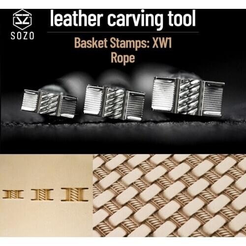 SOZO XW1 Basket Pattern Leather Stamping Tool Single Rope Handmade Carving Printing Stamps Saddle Making 304 Stainless Steel