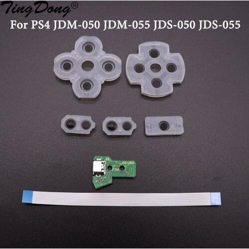 JDM 050 USB Charging Port USB Socket Board 12 pin Flex ribbon cable Conductive pad For PS4 PRO JDM 055 Controller JDS-055 JDS055