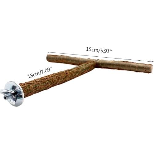 Bird Parrot Cage Toys Training T Shape Perch Grinding Chewing Parakeet Natural Wood Stand Toy 85LA