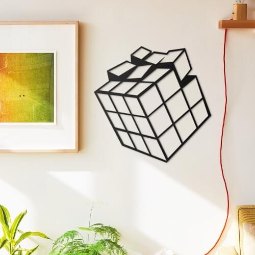 Rubiks Cube Metal Black Wall Decor Art Decorative Nordic Style large wall decor for Bedroom Living Room Office Home Gamer decor