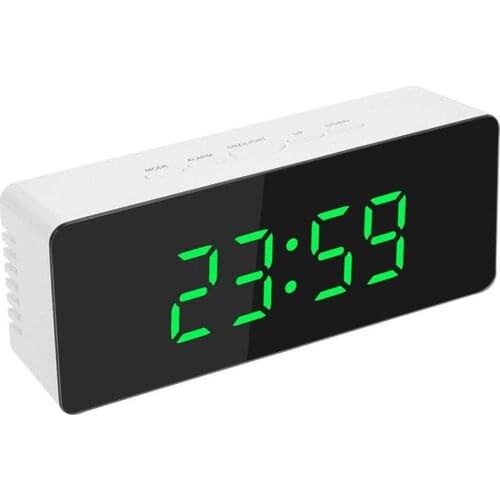 Mirror LED Alarm Table Clock Luminous Digital Snooze Time Temperature Wake Up Light Backlit Desk Clock Bedroom Home Wekkerradio