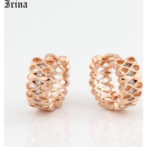 Trendy Exquisite Small Hoop Earrings Best Graduation Gift High Quality Party Style 585 Rose Gold Color Plated Cute Jewelry