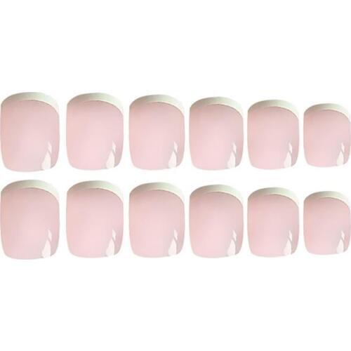 24 PCS Acrylic Nails, Full Cover Short Square UV Top Covered False Gel Nails Art Tips Set, 2 Colors For Choice
