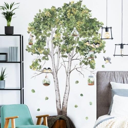 Plant Wall Stickers Green Leaf Stickers Vivid rabbit Wall Stickers Cat Stickers Green Tree Wind Stickers Nordic Style Stickers