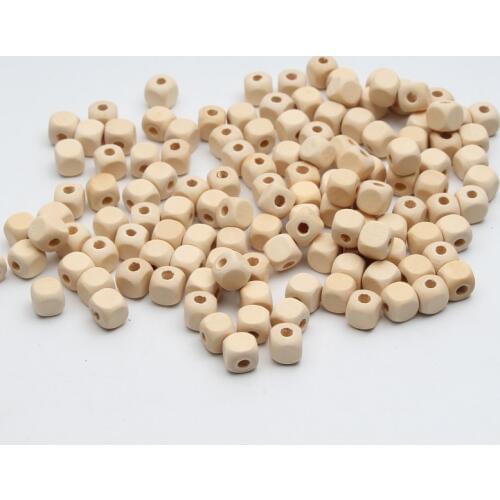 Natural Wood Beads Square Jewelry 100pcs For Baby DIY Kids Toys Spacer Beading 10mm Wooden Beads