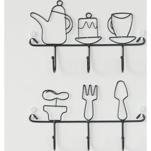 Nordic INS Simple Iron Art Key Hook Rack Creative Doorway Wall Wall Coat Hook Decoration Wall Hooks Hanger