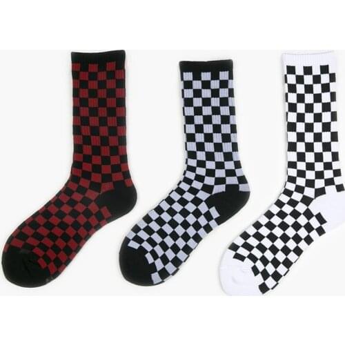 3 Color Men Women Geometric Checkered Cotton Socks Streetwear Men Hip Hop Checkerboard Sock Harajuku Unisex Comfortable Soft Sox