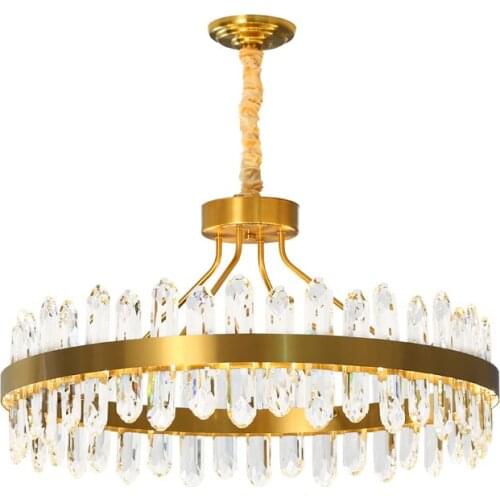 New Modern Crystal Chandelier Living Room Bedroom Round Lamp Luxury Hanging Light Gold Home Decor Led Lighting Fixture