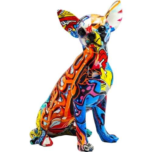 NEW 2020 NORDIC PAINTING GRAFFITI DOG SCULPTURE FIGURINE ART HOUND STATUE CREATIVE RESIN CRAFTS HOME DECORATION ACCESSORIES