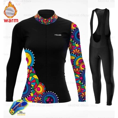 NEW HUUB 2021 Women Cycling Jersey Set Winter Fleece Cycling Clothing Female Long Sleeve Bike Jersey Set MTB Ropa Ciclismo Mujer