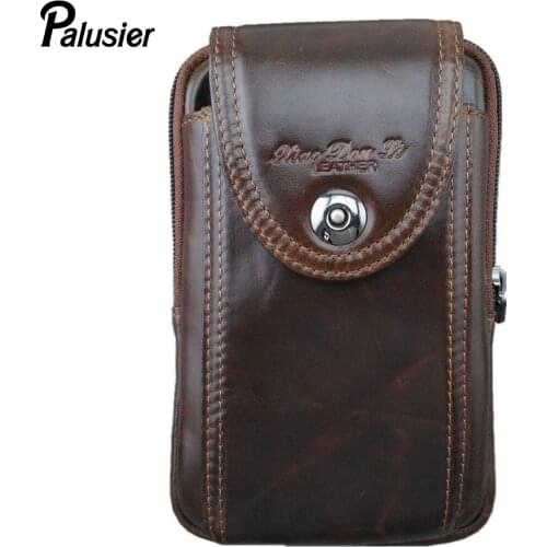 New Arrival Men Vintage Oil Wax Genuine Leather Cowhide Waist Pack Wallet Belt Loop Hip Bum Mobile Phone Purse Pouch