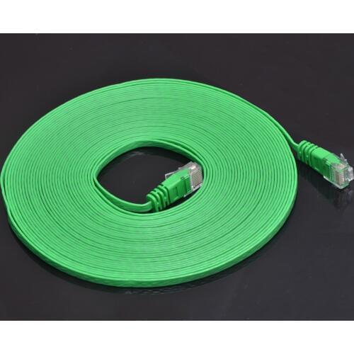 New Flat 50ft 15M Cat 6 Cat6 Lan Utp Network Ethernet Rj45 Patch Cord Cable RoHS Green Color