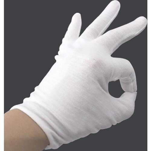 1Pair White Gloves Cotton Soft Thin Coin Jewelry Silver Inspection Gloves Handling Work Protector Gloves S M L