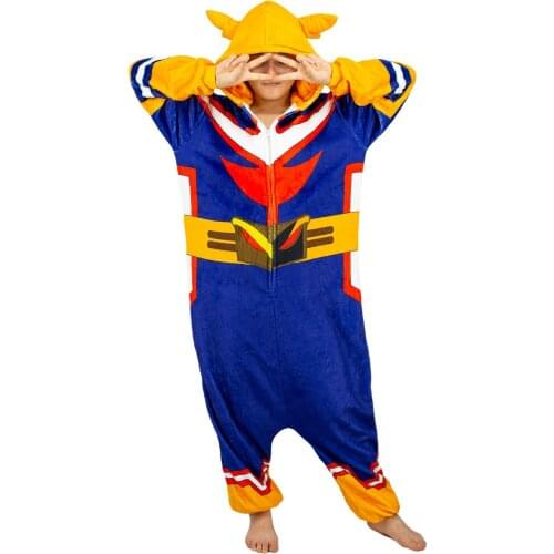 Adult Pajama My Hero Academia All Might Type Hoodie Anime Sleepsuit Halloween Party Cosplay Costumes Unisex Onesie Men Women