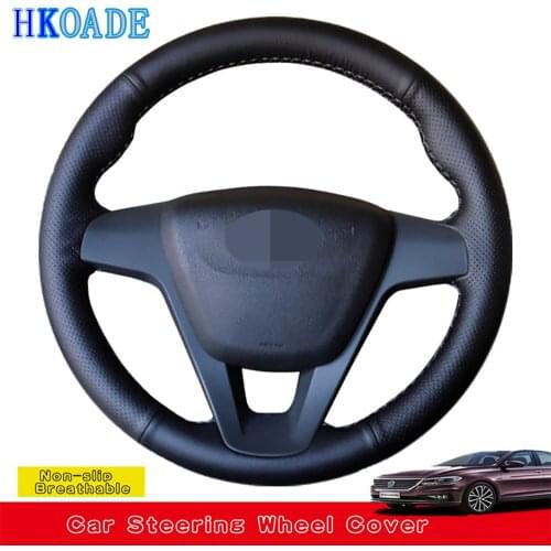 DIY Hand-stitched Black Non-slip Artificial Leather Car Accessories Steering Wheel Cover For Lada Vesta 2015-2020 Xray 2015-2020