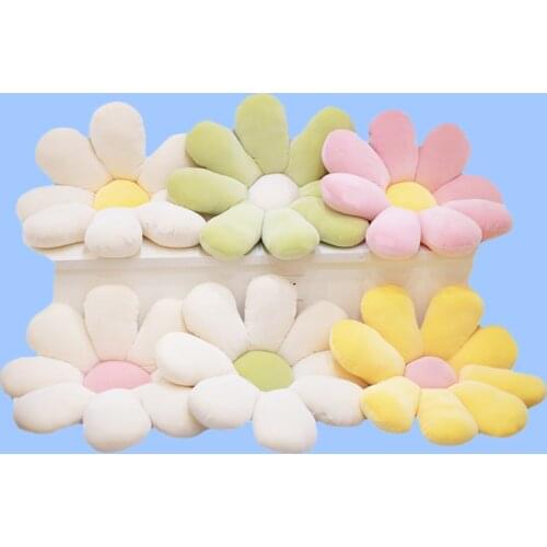 3 Sizes INS Daisy Plush Plant Pillow Lifelike Sunflower Seat Cushion Down Cotton Filled Yellow Pink Beige Chair Flower Pillow