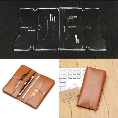 Practical Wallet Card Bag Transparent Acrylic Templates Leathercraft Pattern Stencil design for Making Business Long wallets New