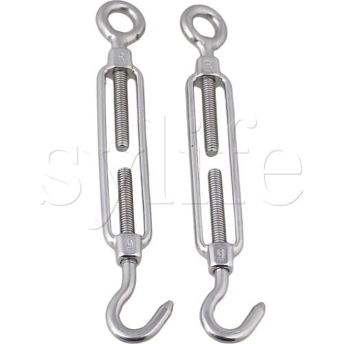 Adjust Chain Rigging Hook & Eye Turnbuckle M6 304 Stainless Steel Pack of 2