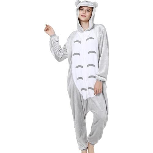 Grey Totoro My Neighbor Onesie Pajamas Kigurumi Animal Cosplay Costume Halloween Family Pijamas Women