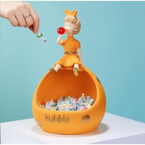 Nordic Resin Bubble Girl Storage Box Sculpture Home Livingroom Desktop Accessories Crafts Dining Table Store Ornament Decoration