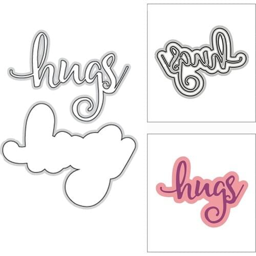 New Shadow Fancy Hugs Art Word 2020 Metal Cutting Dies for DIY Scrapbooking and Card Making Decorative Embossing Craft No Stamps