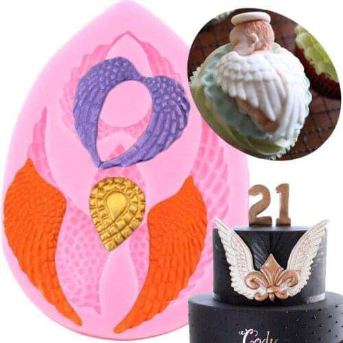 Angel Wings Silicone Mold Cupcake Topper Fondant Cake Decorating Tools Candy Polymer Clay Molds Jewelry Chocolate Gumpaste Mould