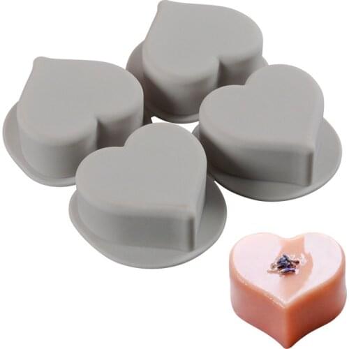 4Cavity Silicone Soap Molds heart Shape Mold for soaps Making Handmade Soap Mould Chocolate Fondant Molds Wedding Party Cake