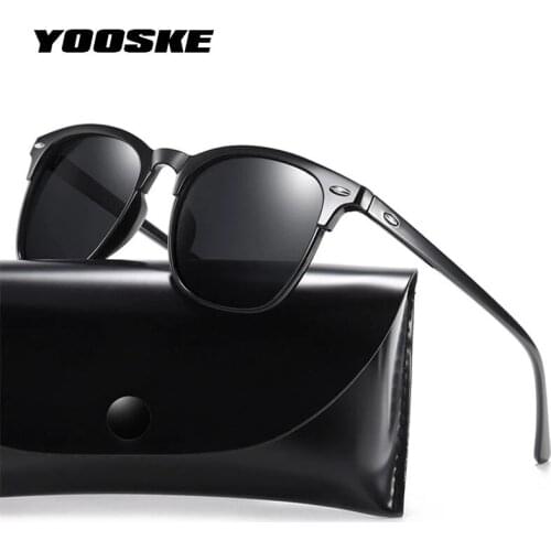 YOOSKE Men Polarized Sunglasses Women Retro Mirror Square Sunglass Vintage Anti-Glare Driver Sun Glasses For Men Classic Oculos