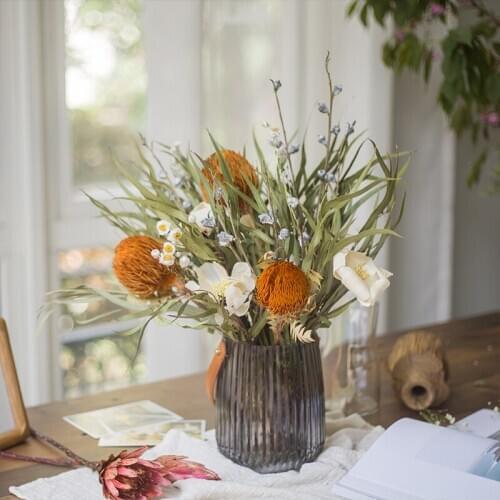 Northern European-Style Light Luxury Natural Dried Flower Arrangement Floral Set Imported Floral Window Soft