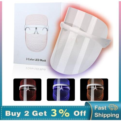 3 Colors LED Facial Mask Photon Therapy Skin Rejuvenation Face Care Treatment Minimalism Design Beauty Anti-Acne Wrinkle Removal