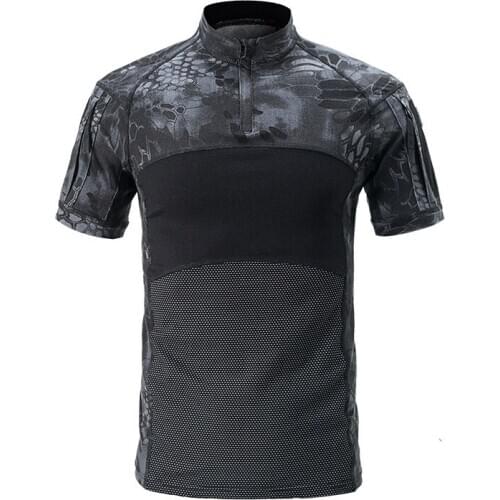 Outdoor Tactical Shirts Military Camo Hunting Short Sleeve T-shirt Men Quick Dry Hiking Clothes Camouflage Army Combat Shirt