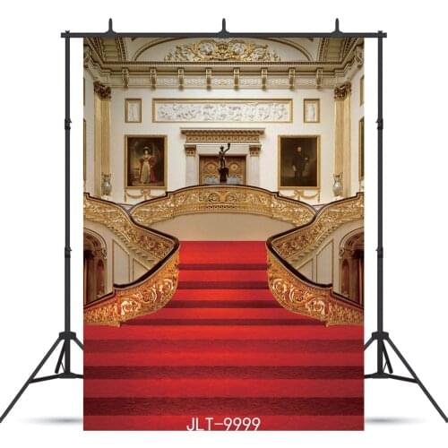 Gold Palace Red Carpet Vinyl Photography Background For Portrait Children Wedding Party Backdrop Photocall Photo Booth Studio