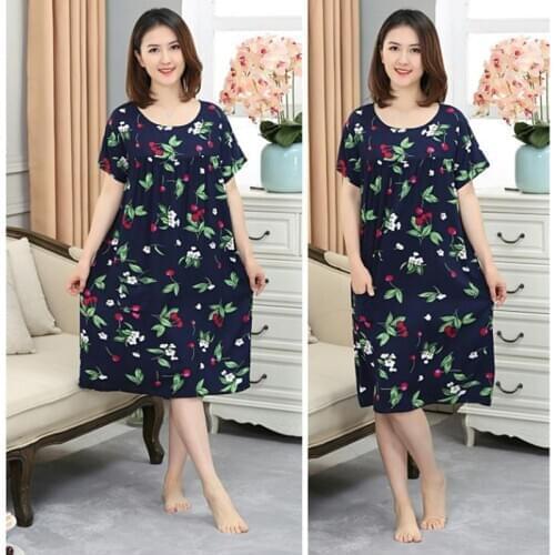 Middle-aged and elderly fashion nightdress pregnant women skirt summer new cotton loose plus fat XL Sleeping skirt badjas dames