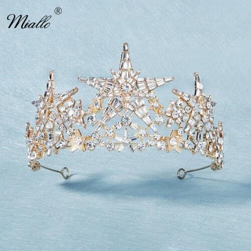 Miallo Fashion Crystal Crown for Women Hair Accessories Wedding Silver Color Tiaras and Crowns Prom Bridal Hair Jewelry Gifts
