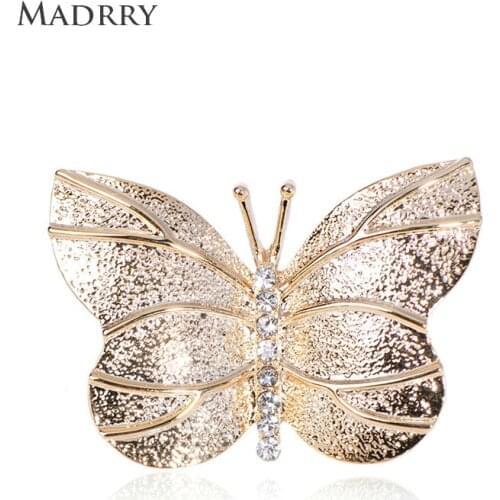 Madrry Luxury Butterfly Shape Brooches Crystal Animal Brooch Jewelry Women Men Suit Sweater Scarf Bag Pins Party Accessory Gifts