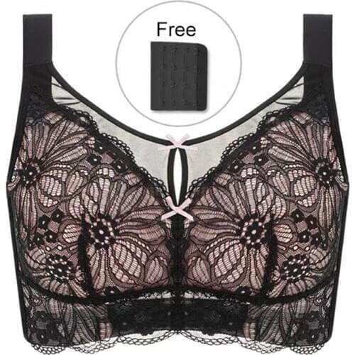 Big Size Women Bras Full Coverage Non Padded Underwire Floral Lace Embroidery Push Up Minimizer Bra Female Lingerie 36 38 40 F G